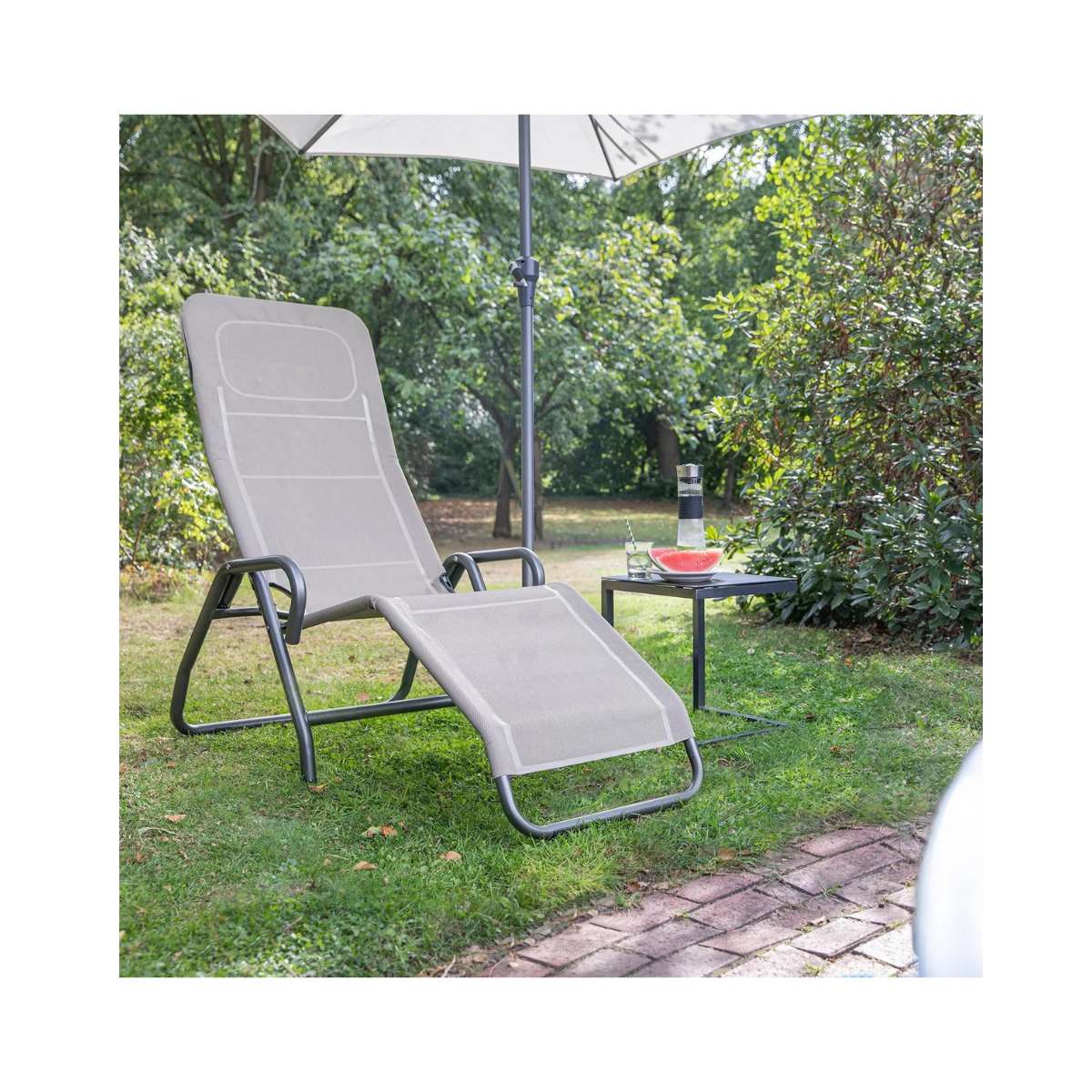 Bito Gartenliege mit Kippfunktion | Textilene hellgrau