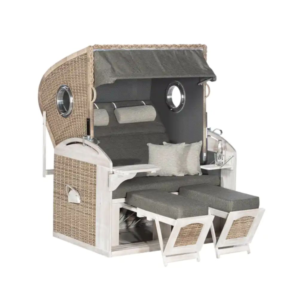 Strandkorb Rustikal 305 Z Bullauge Comfort XL vintage-oak 1249