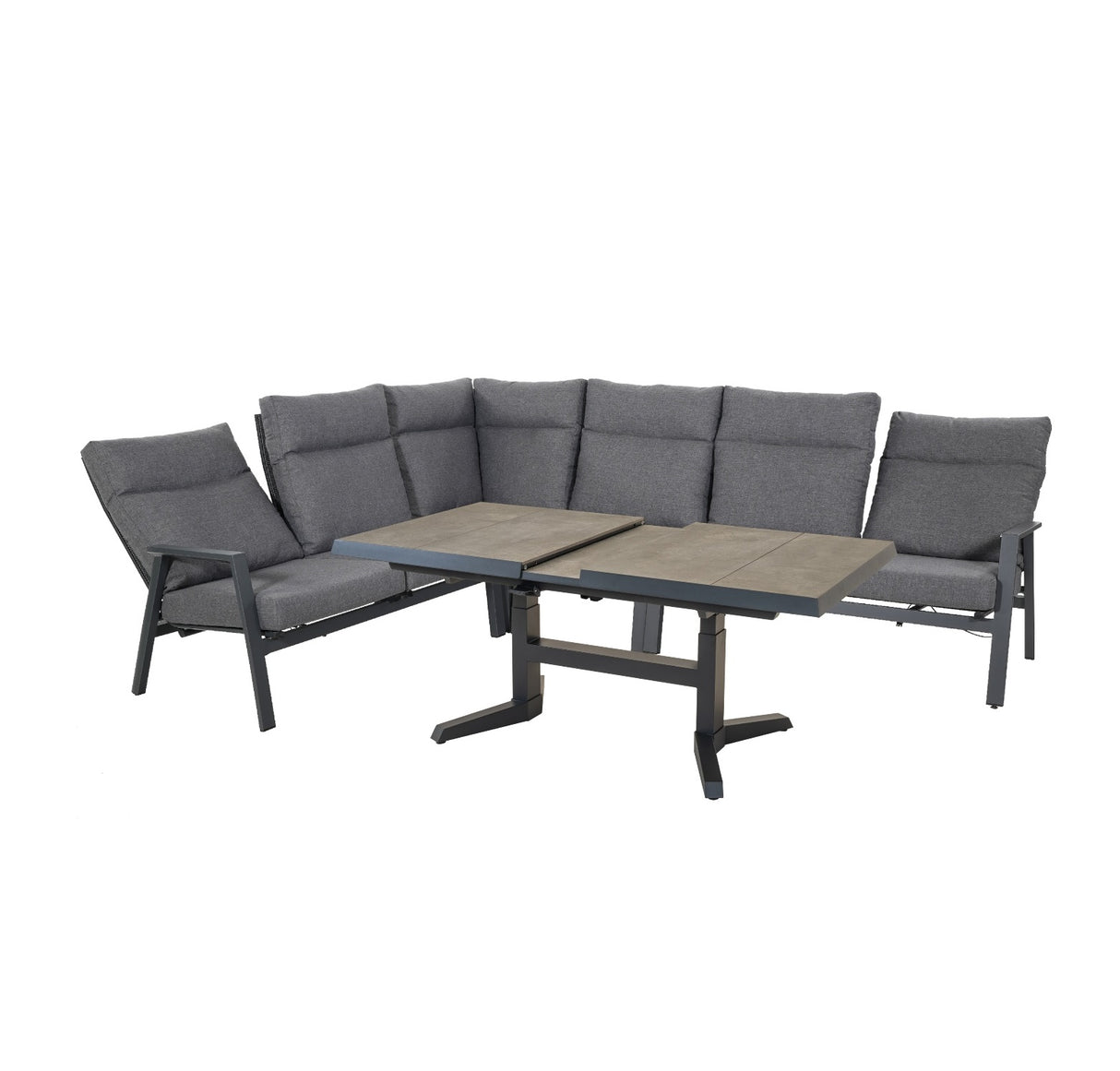 Lesli Living Loungeecke Ohio mit Keramik-Ausziehtisch 143/183x88cm