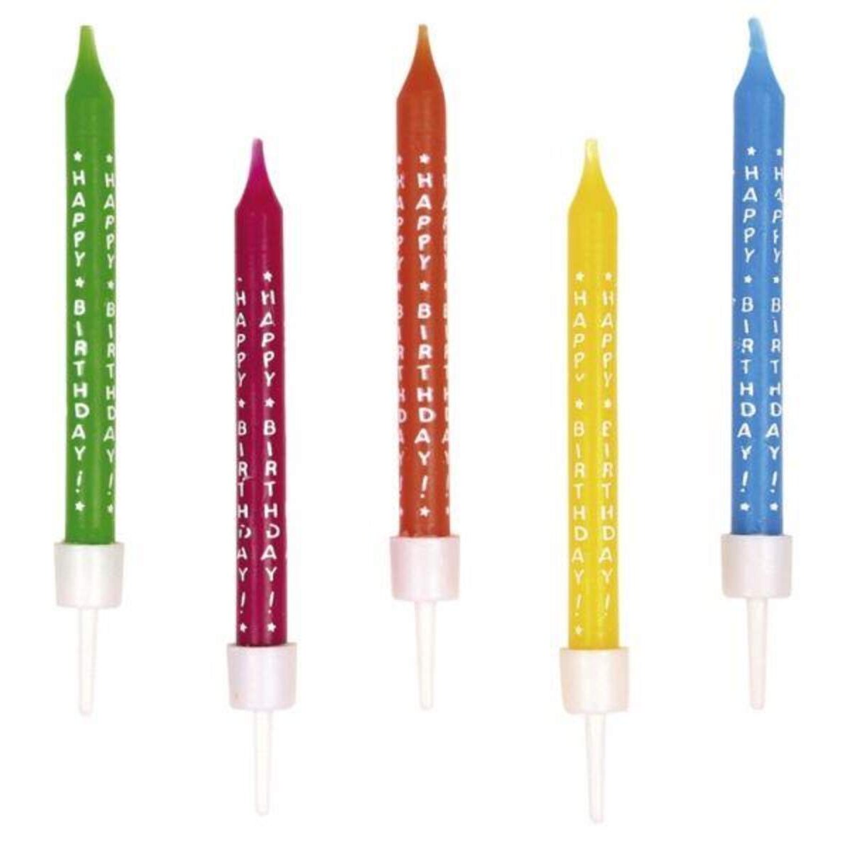 amscan Geburtstagskerzen mit Halter Happy Birthday, 10 Stück