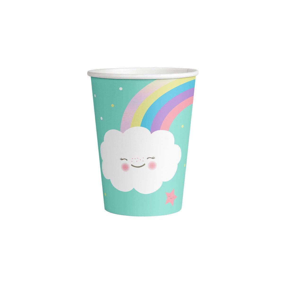 amscan Papierbecher Rainbow & Cloud 8 Stück, 250 ml