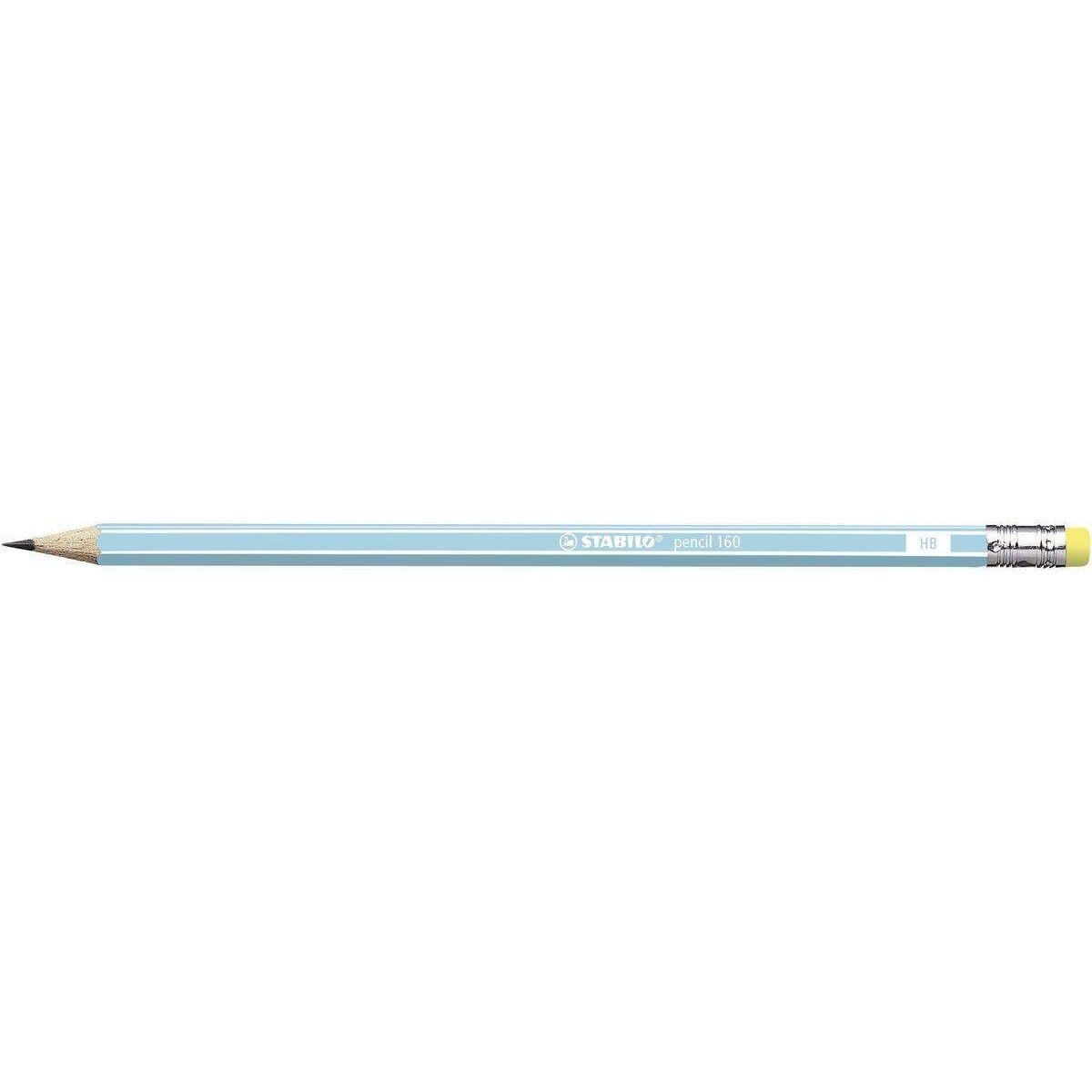 Bleistift mit Radiergummi - STABILO pencil 160 in blau - Einzelstift - Härtegrad HB