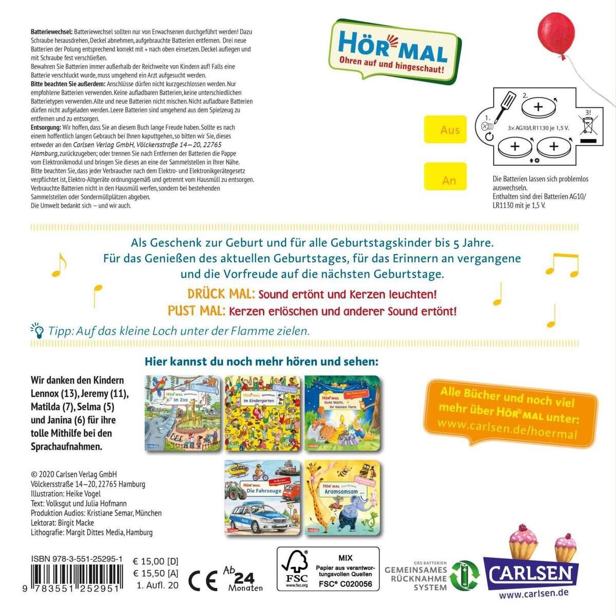 Carlsen Verlag Hör mal (Soundbuch): Mach mit - Pust aus: Alles Gute zum Geburtstag