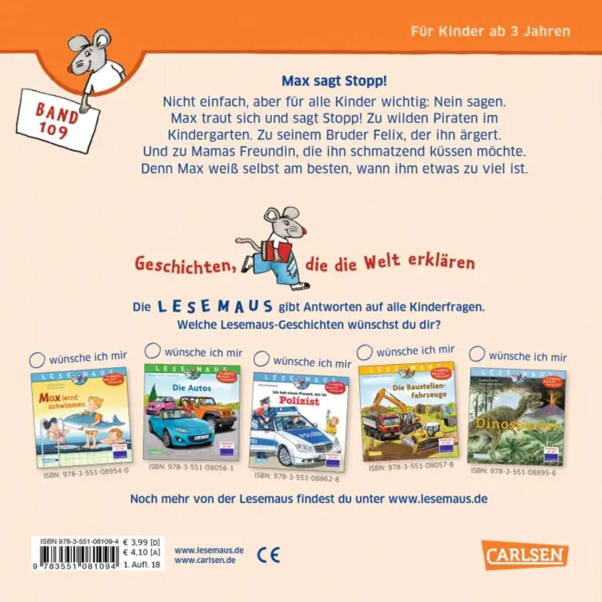 Carlsen Verlag LESEMAUS 109: Max sagt Stopp! von Christian Tielmann, Sabine Kraushaar