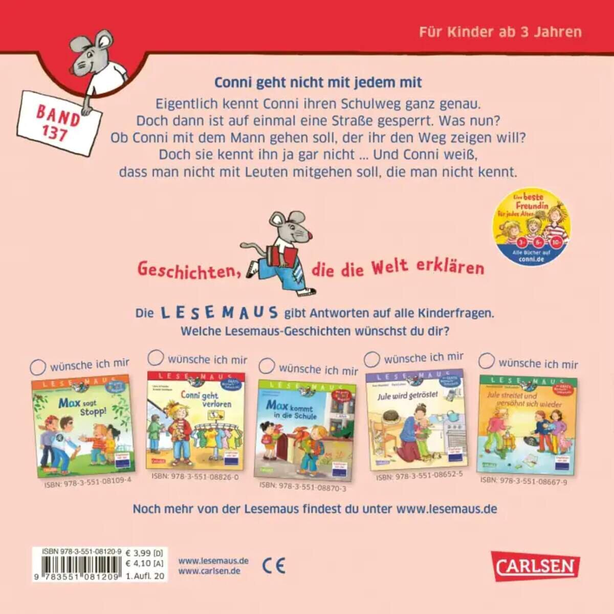 Carlsen Verlag LESEMAUS 137: Conni geht nicht mit jedem mit