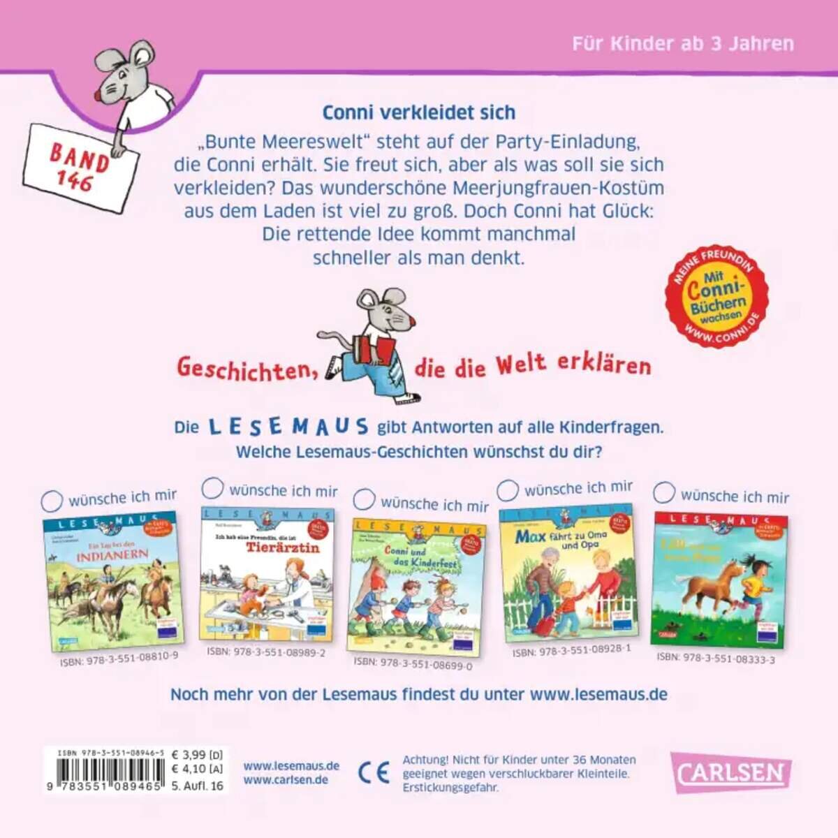 Carlsen Verlag LESEMAUS 146: Conni verkleidet sich