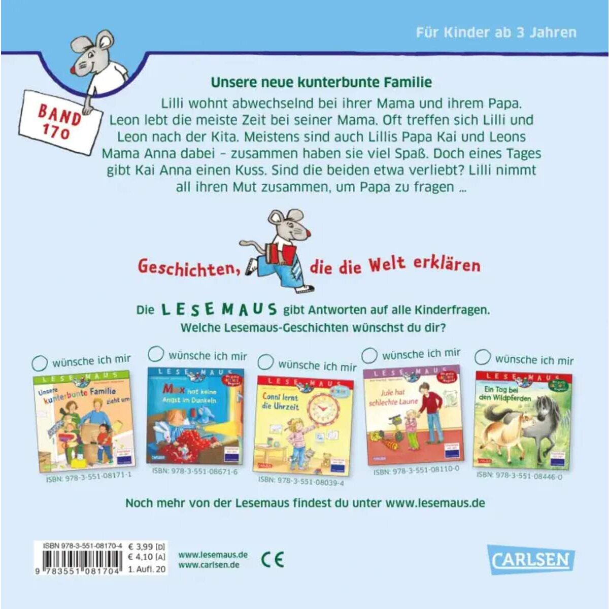 Carlsen Verlag LESEMAUS 170: Unsere neue kunterbunte Familie