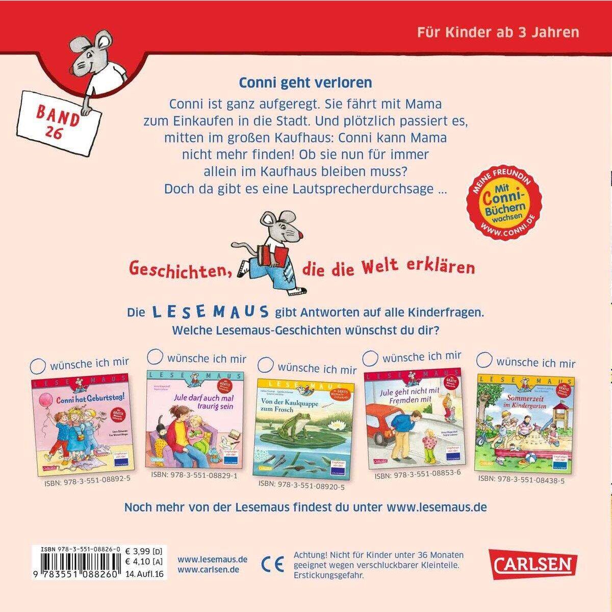 Carlsen Verlag Lesemaus 26: Conni geht verloren