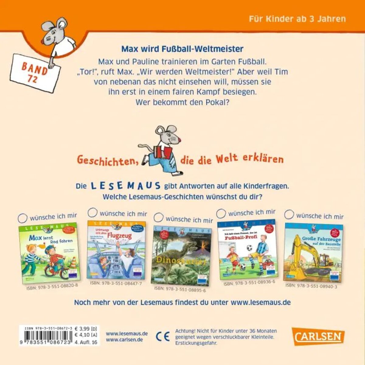 Carlsen Verlag LESEMAUS 72: Max wird Fußball-Weltmeister