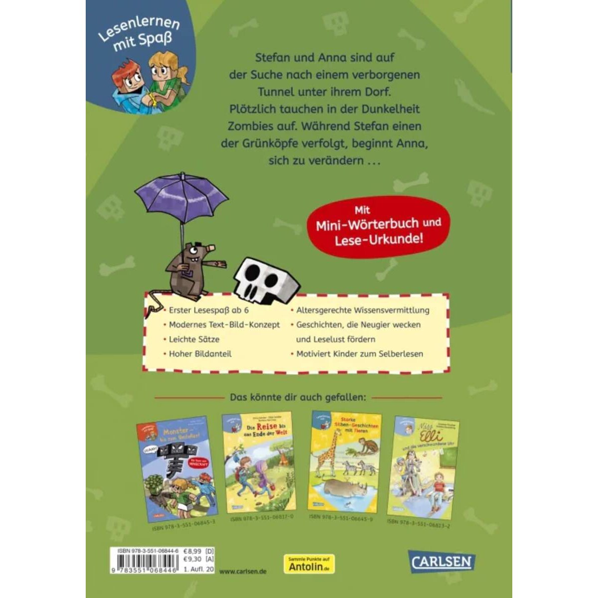 Carlsen Verlag Lesenlernen mit Spaß – Minecraft 1: Zombies – bis der Arzt kommt!