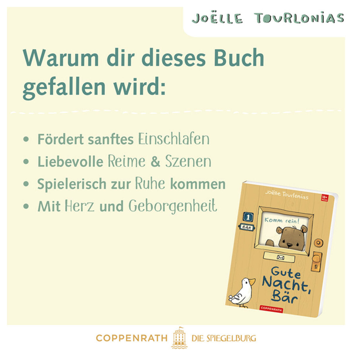 Coppenrath Verlag Buch Ding, dong! Komm rein! Gute Nacht, Bär J. Tourlonias