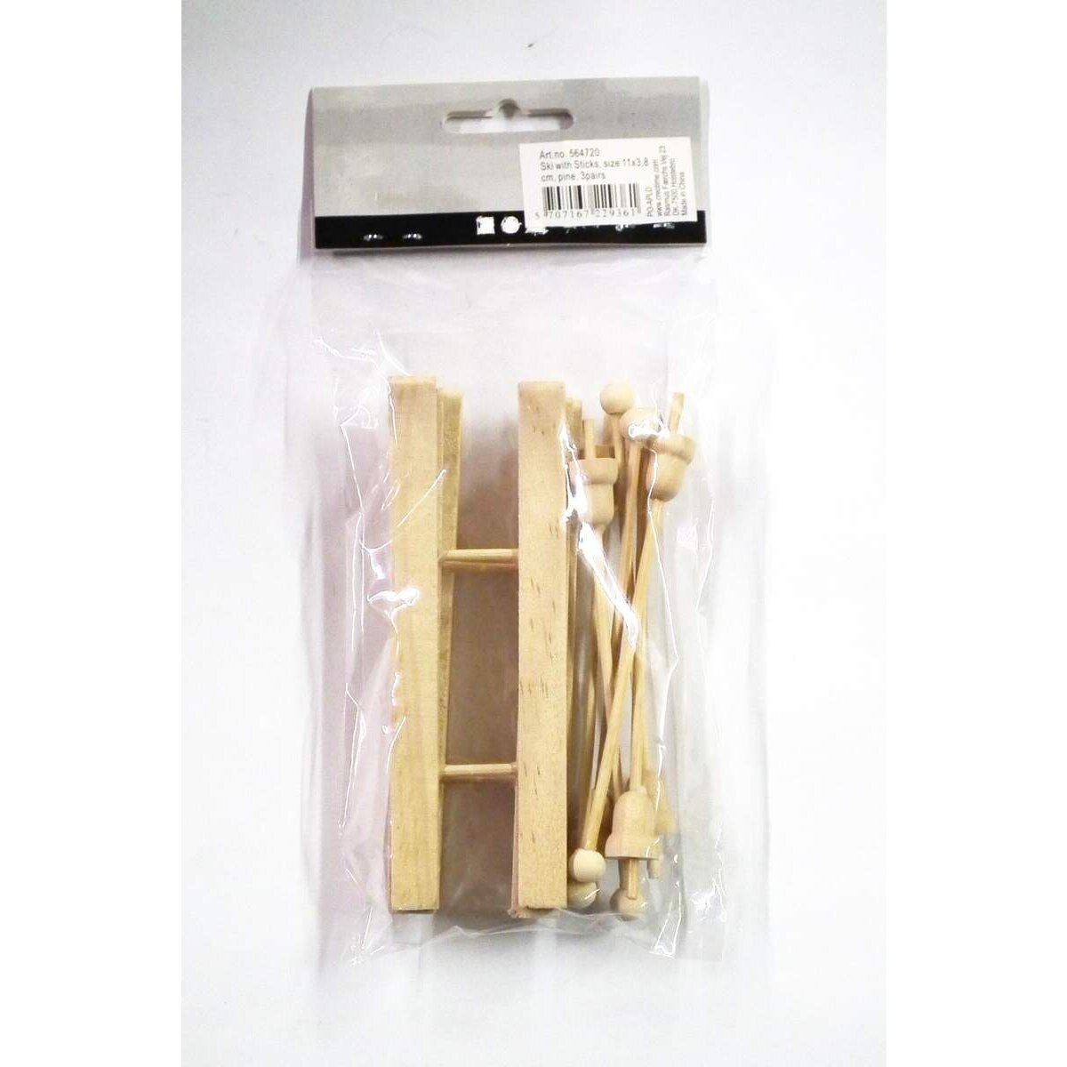 Creativ Company Ski mit Stöcken aus Holz, 3 Paar, 11 x 3,8 cm