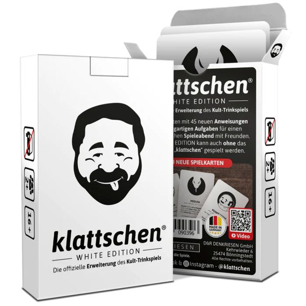 Denkriesen klattschen® – WHITE EDITION – Die offizielle Erweiterung des Kult-Trinkspiels