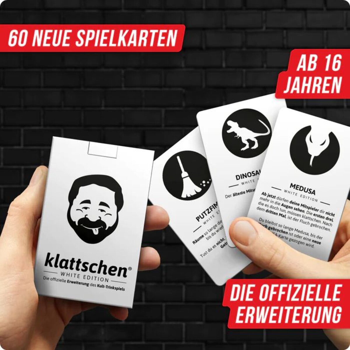 Denkriesen klattschen® – WHITE EDITION – Die offizielle Erweiterung des Kult-Trinkspiels
