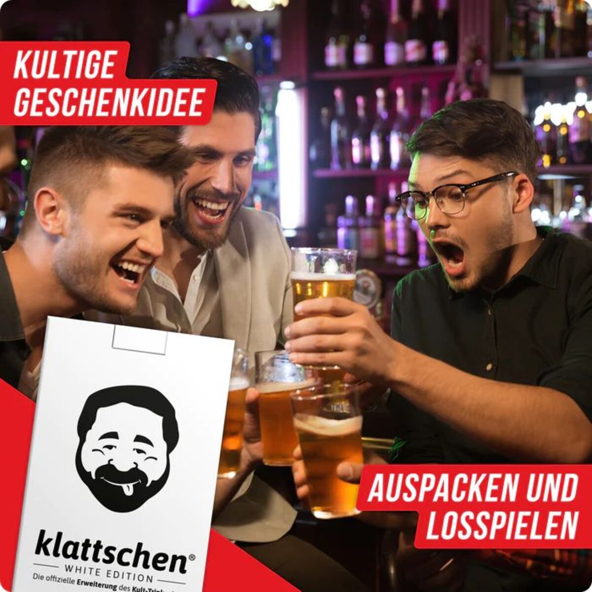 Denkriesen klattschen® – WHITE EDITION – Die offizielle Erweiterung des Kult-Trinkspiels