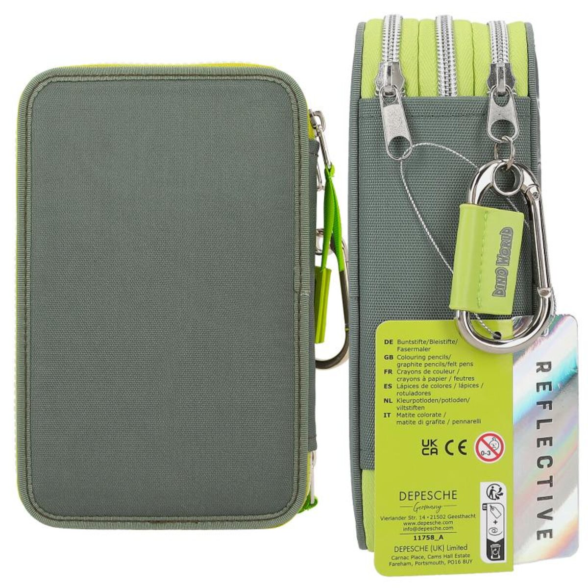 Depesche Dino World 3-Fach Federtasche REFLECTOR
