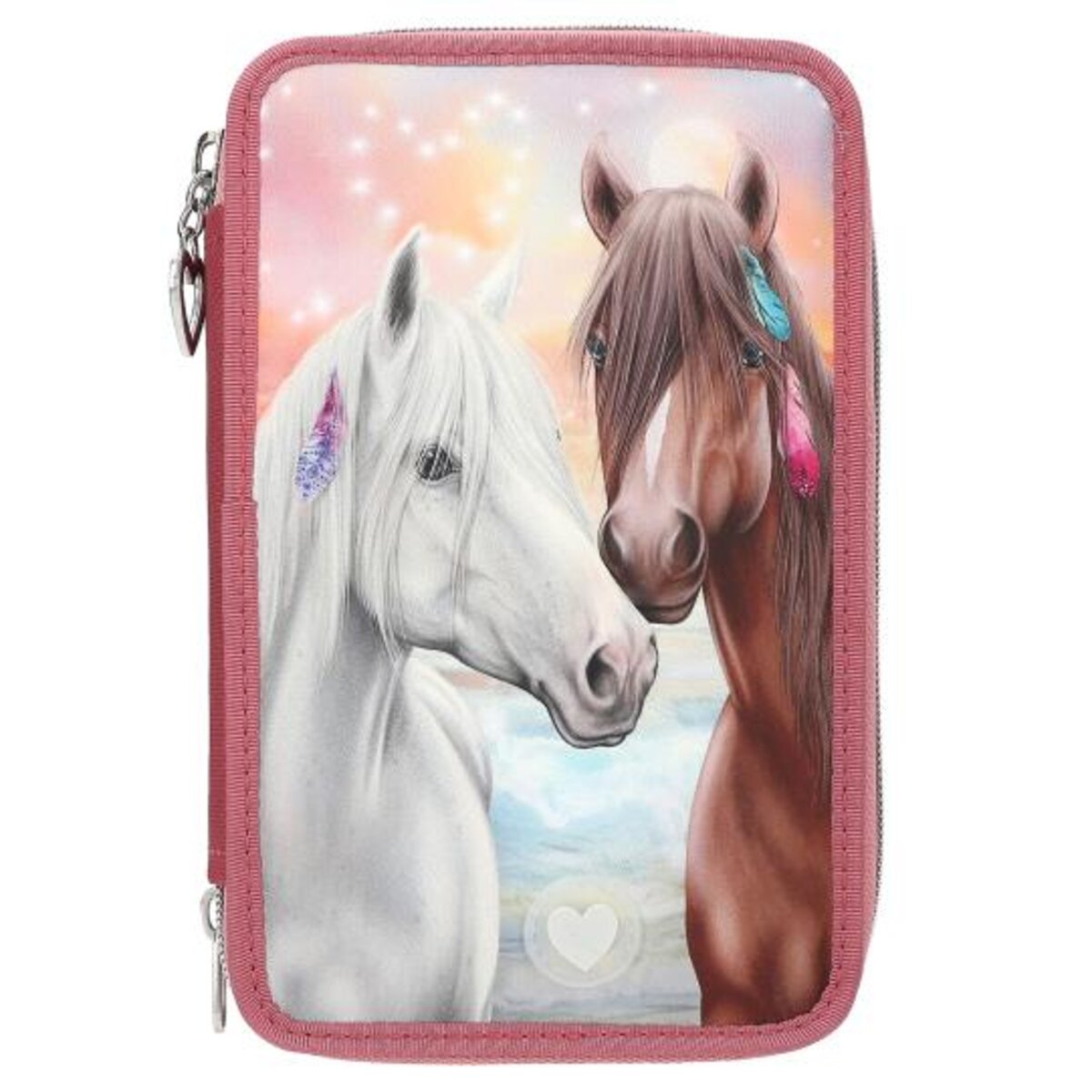 Depesche Miss Melody 3 Fach Federtasche LED Pferde