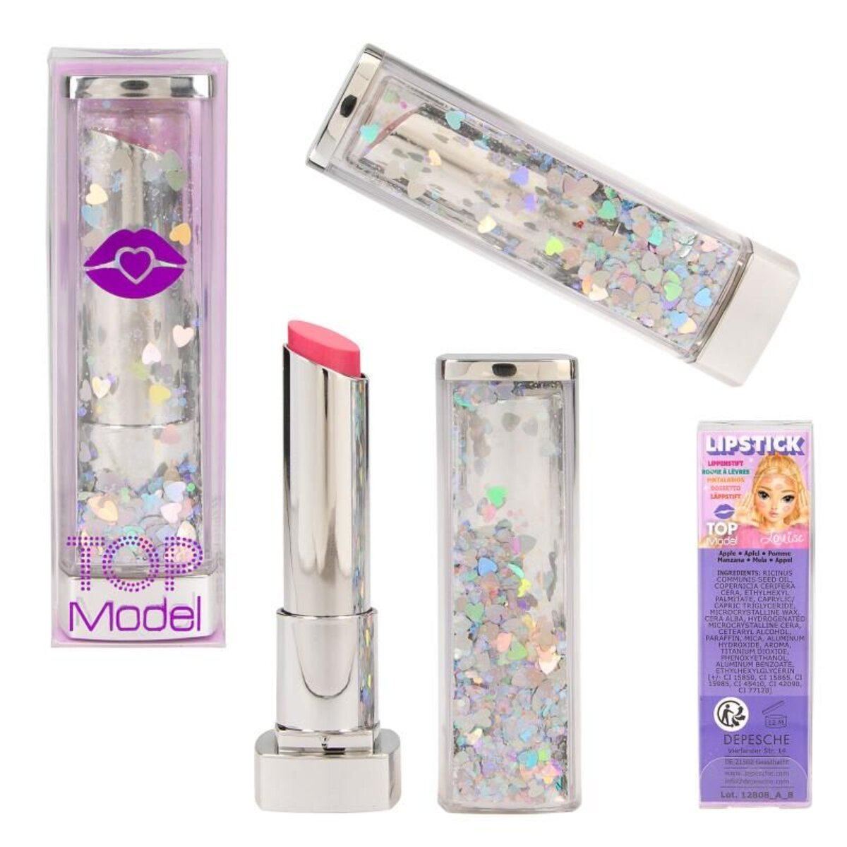 Depesche TOPModel Lippenstift Konfetti BEAUTY and ME, 1 Packung, 2-fach sortiert