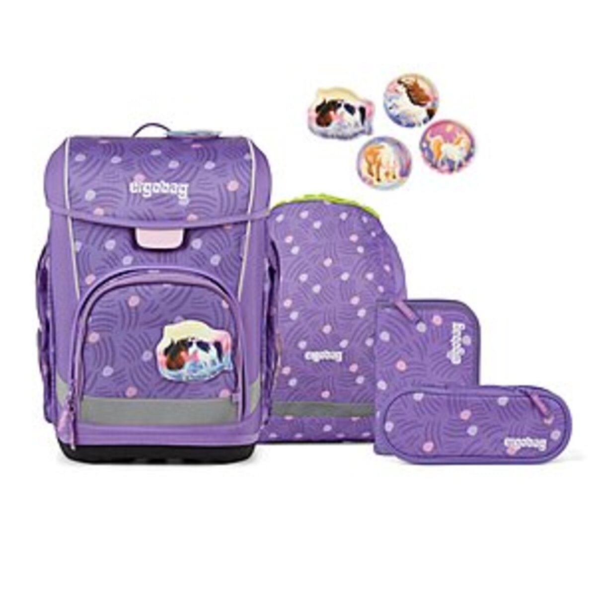 ergobag Cubo Light Schulrucksack-Set PonyBärparadies, 6-teilig