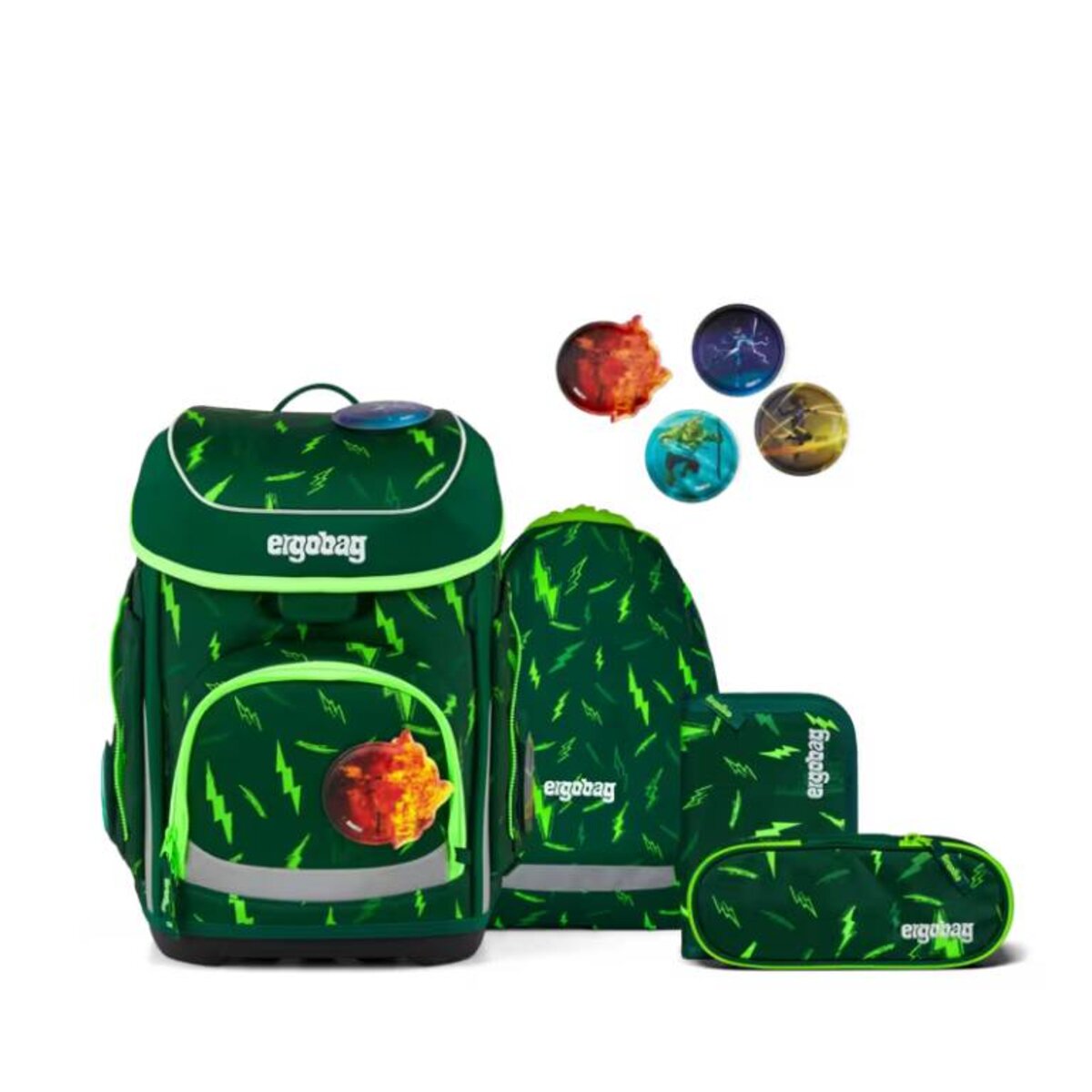 ergobag cubo Set Schulranzen-Set Bärtastisch Grün 5-teilig 19 Liter