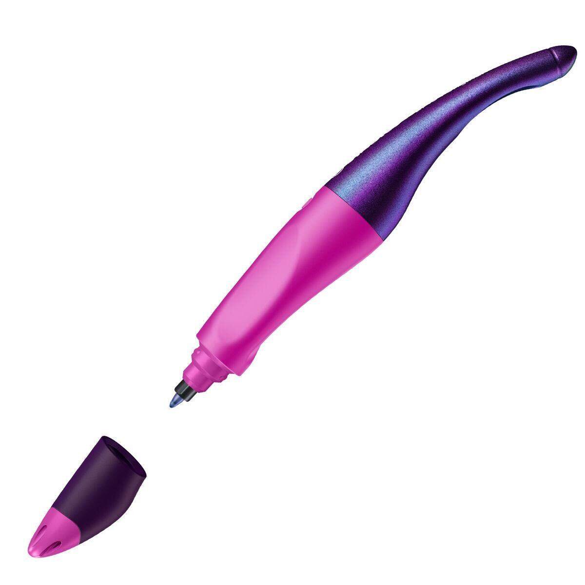 Ergonomischer Tintenroller für Rechtshänder - STABILO EASYoriginal Holograph Edition in magenta - Einzelstift - Schreibfarbe blau (löschbar) - inklusive Patrone