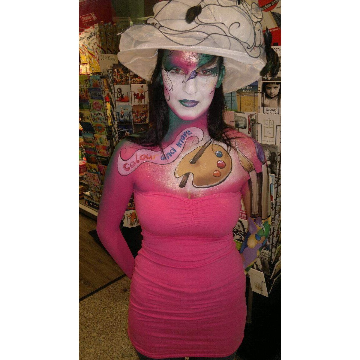 Eulenspiegel Profischminke Metallkasten mit 6 Farben + Glitzer