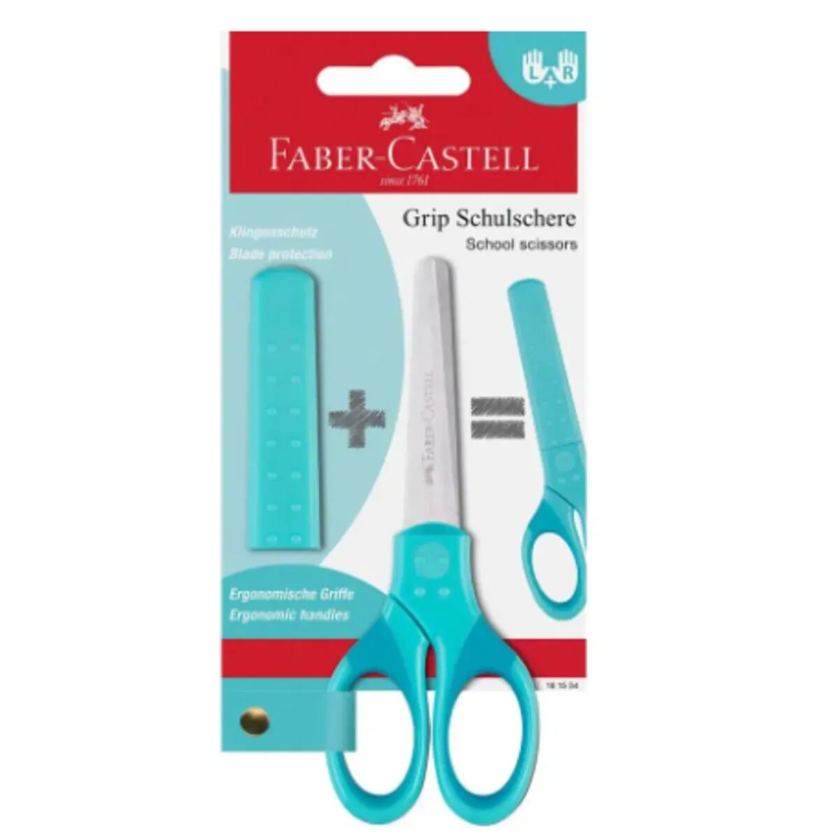 Faber-Castell Grip Schulschere mit Klingenschutz und Softgriffzone