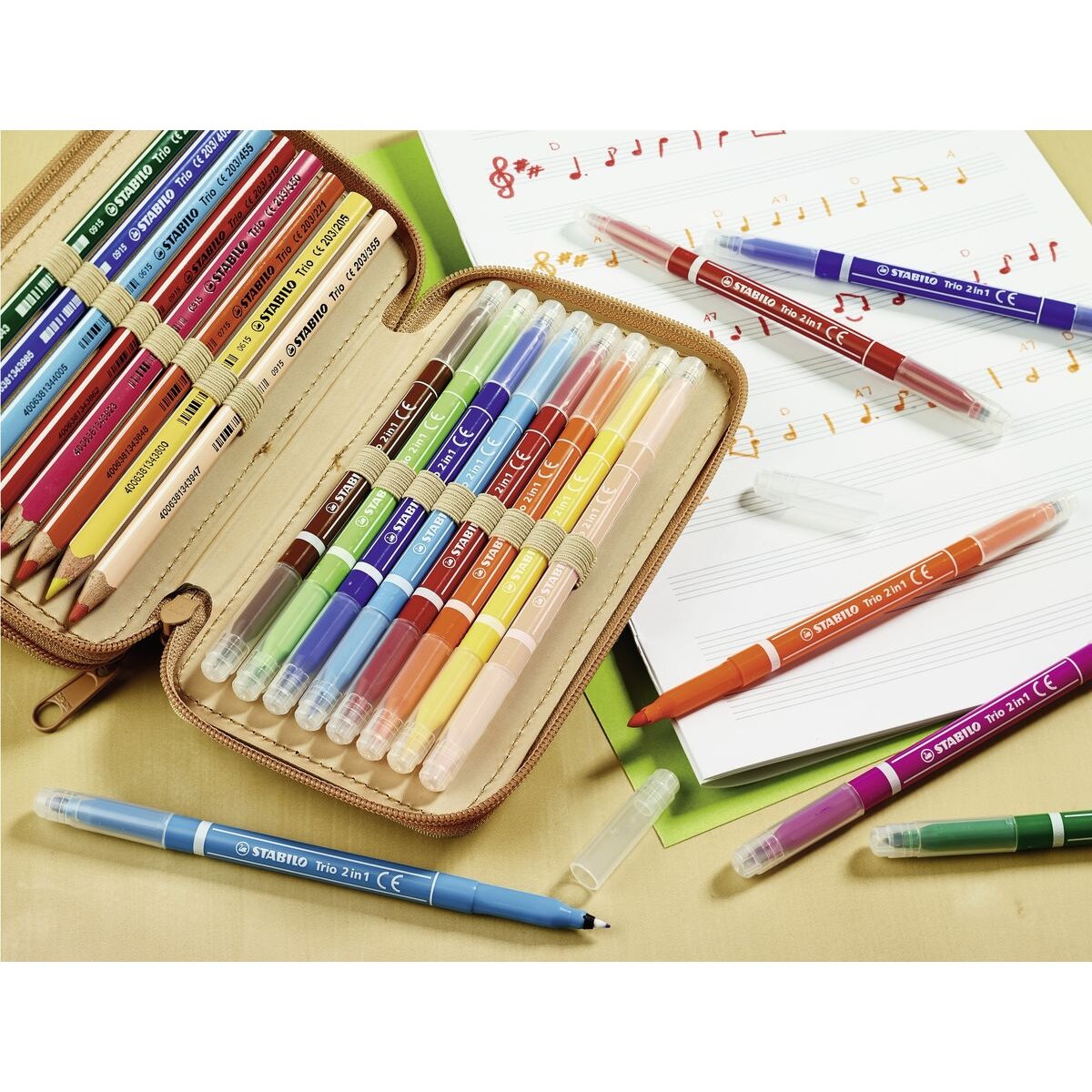 Filzstift und Fineliner in einem - STABILO Trio 2 in 1 - 10er Pack - hellrosa