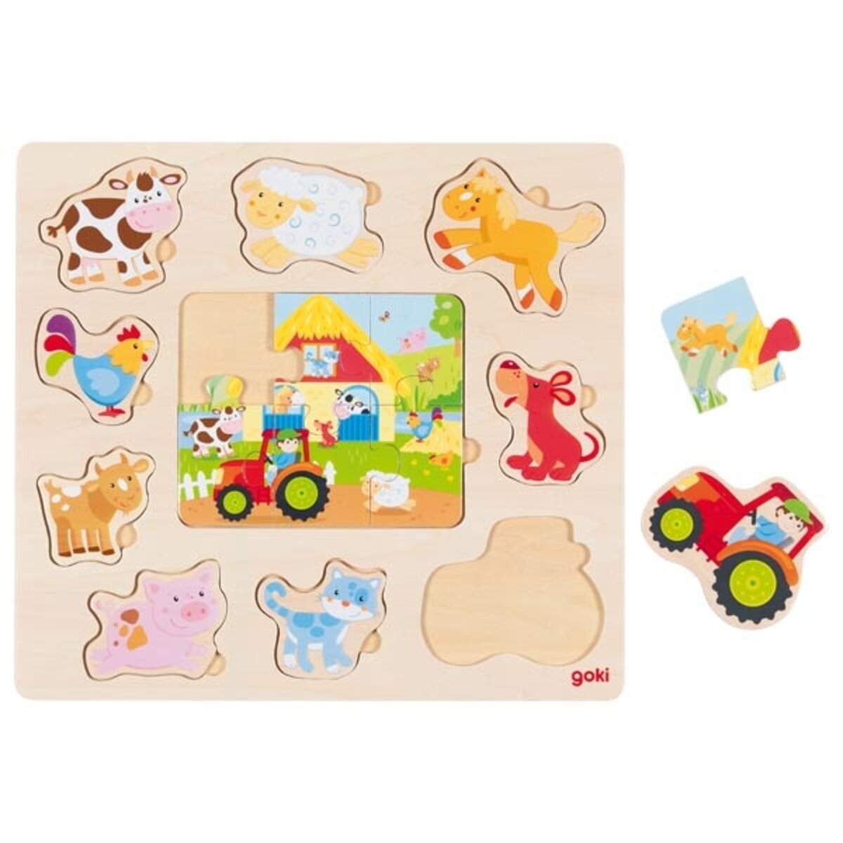 goki Einlegepuzzle Bauernhoftiere