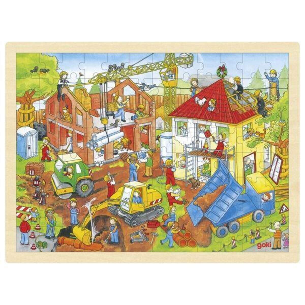 goki Einlegepuzzle Baustelle, 96 Teile