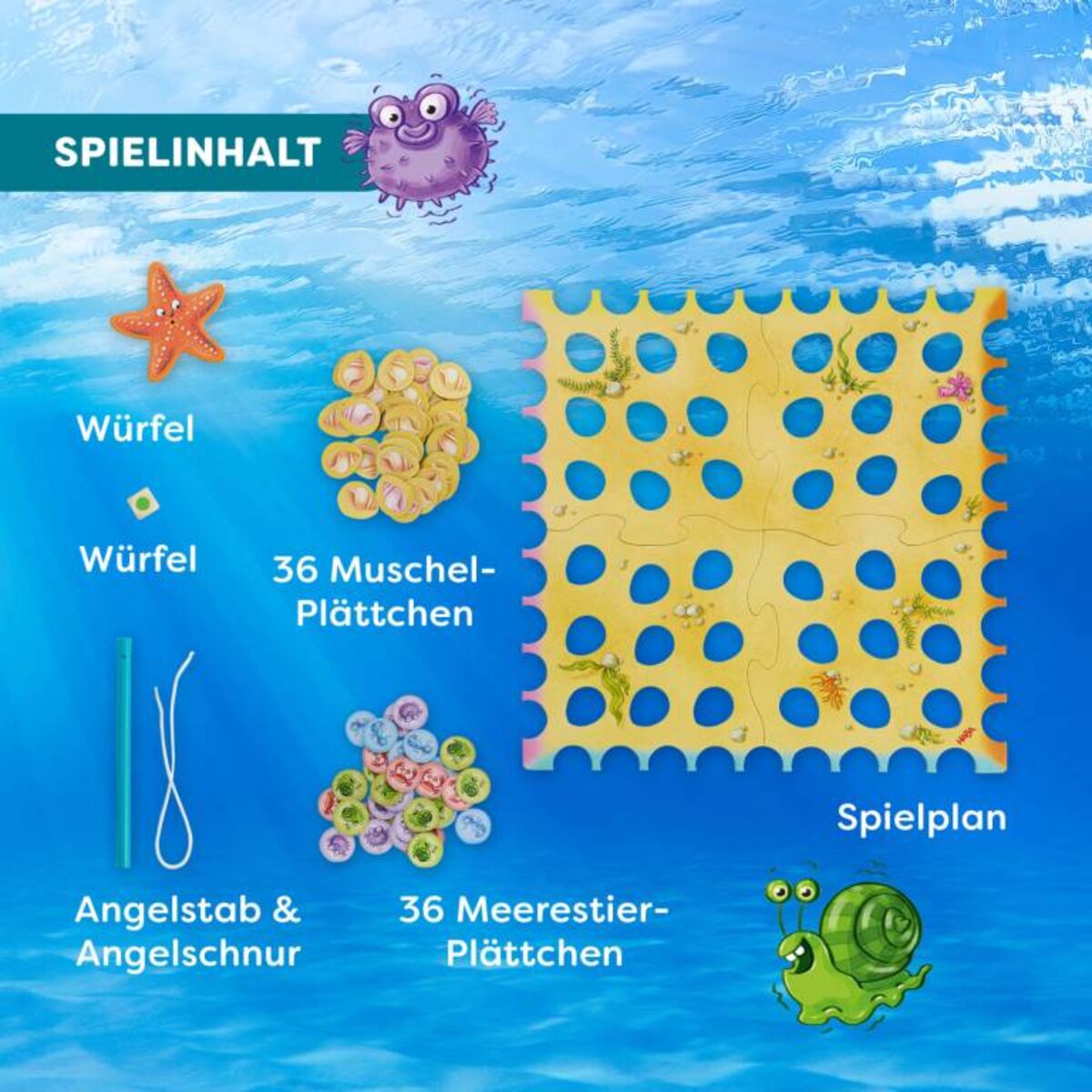 HABA Sebastian Seestern Würfeln Angeln Freunde fangen!
