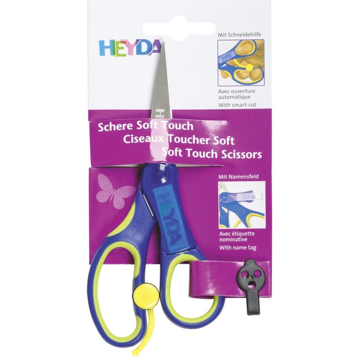 Heyda Kinderschere Soft Touch, ca. 13, 5cm, blau/orange, sortiert