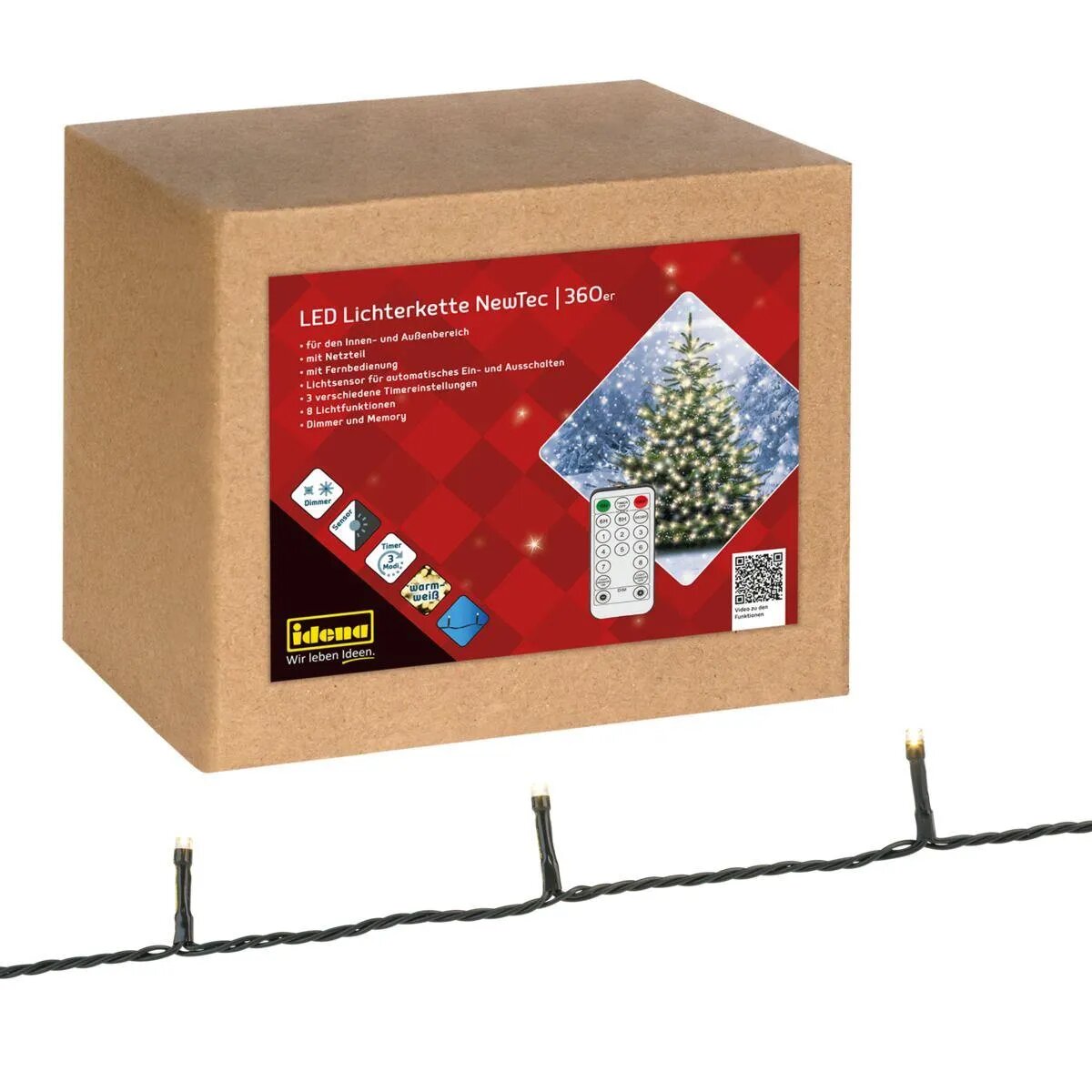Idena Lichterkette NewTec 360 LED ww Lichtsensor