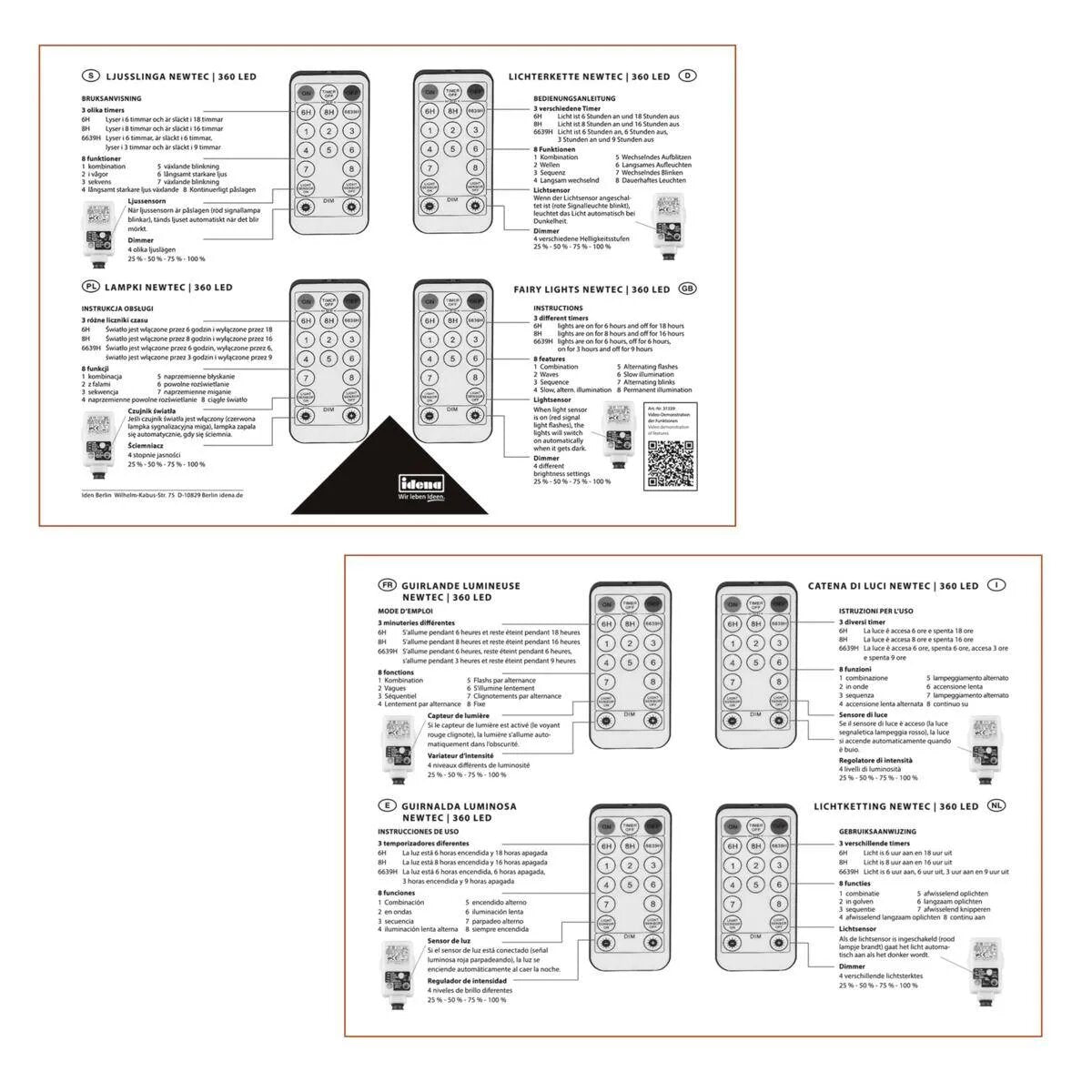 Idena Lichterkette NewTec 360 LED ww Lichtsensor
