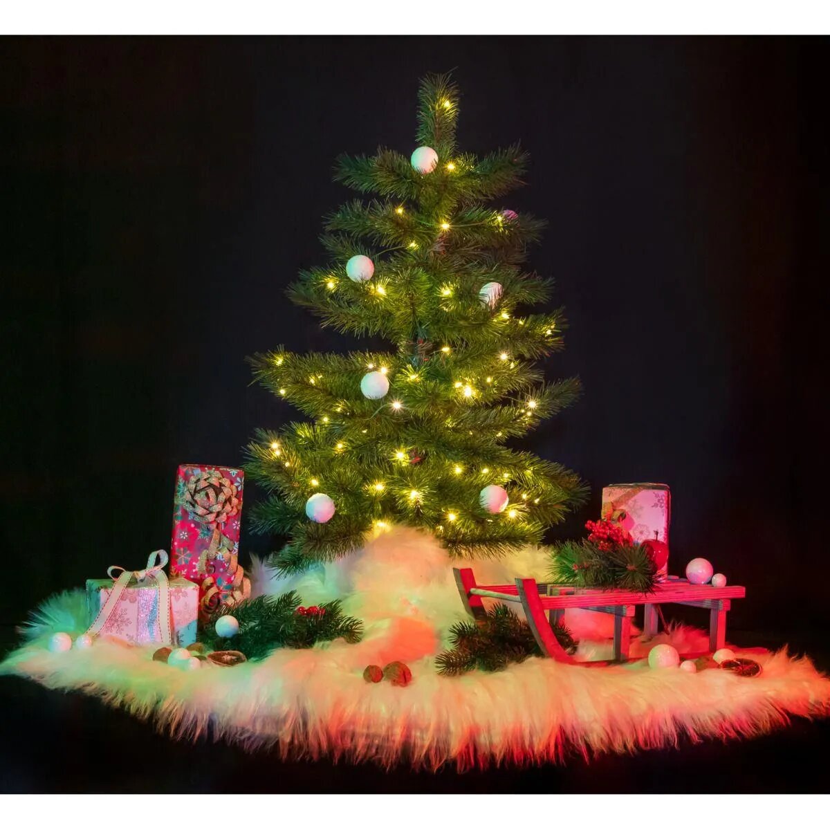 Idena Lichterkette NewTec, 80 Micro LED ww 8h Timer