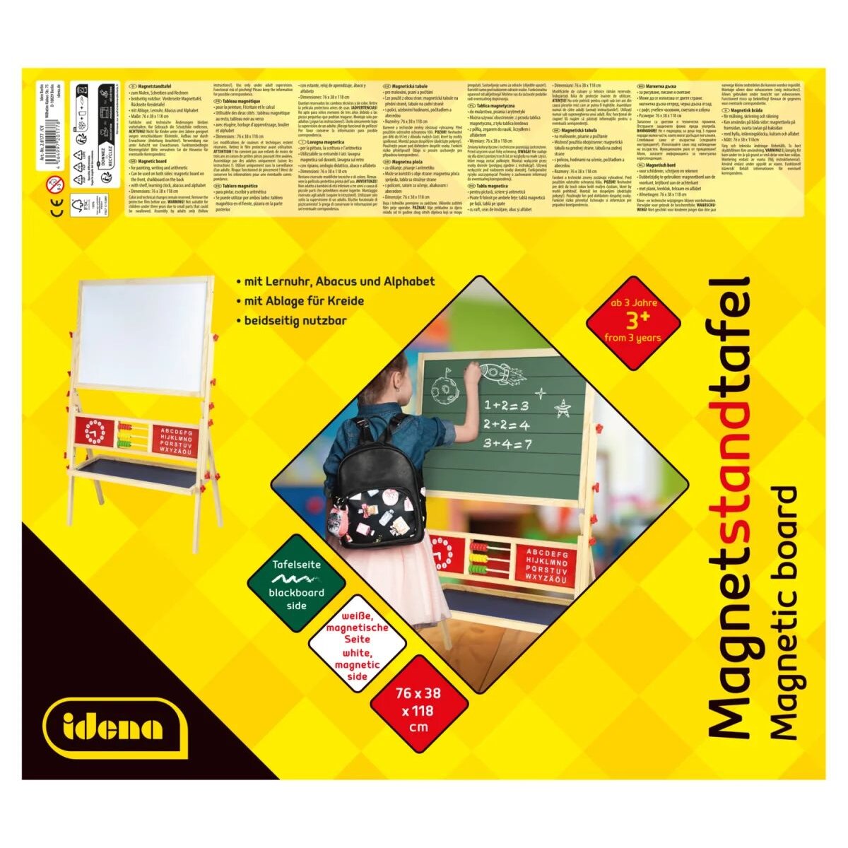 Idena Magnet-Standtafel, 2-seitig, 76 x 38 x 118 cm, FSC® 100 %