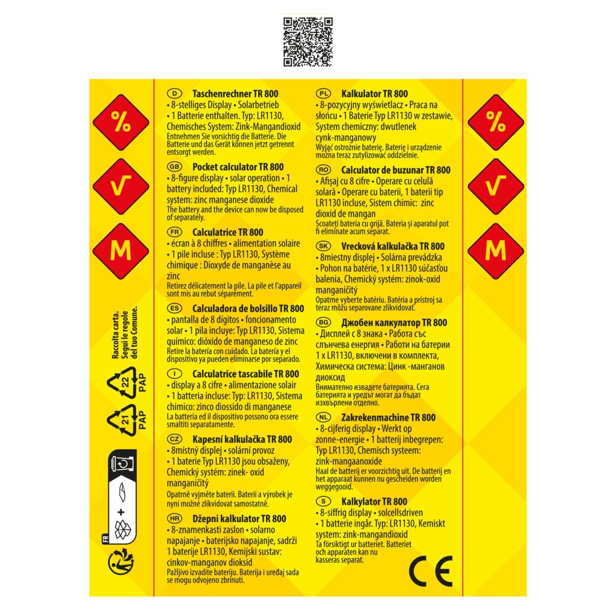 Idena Taschenrechner TR 800, 8-stelliges Display, Solar- und Batteriebetrieb, schwarz
