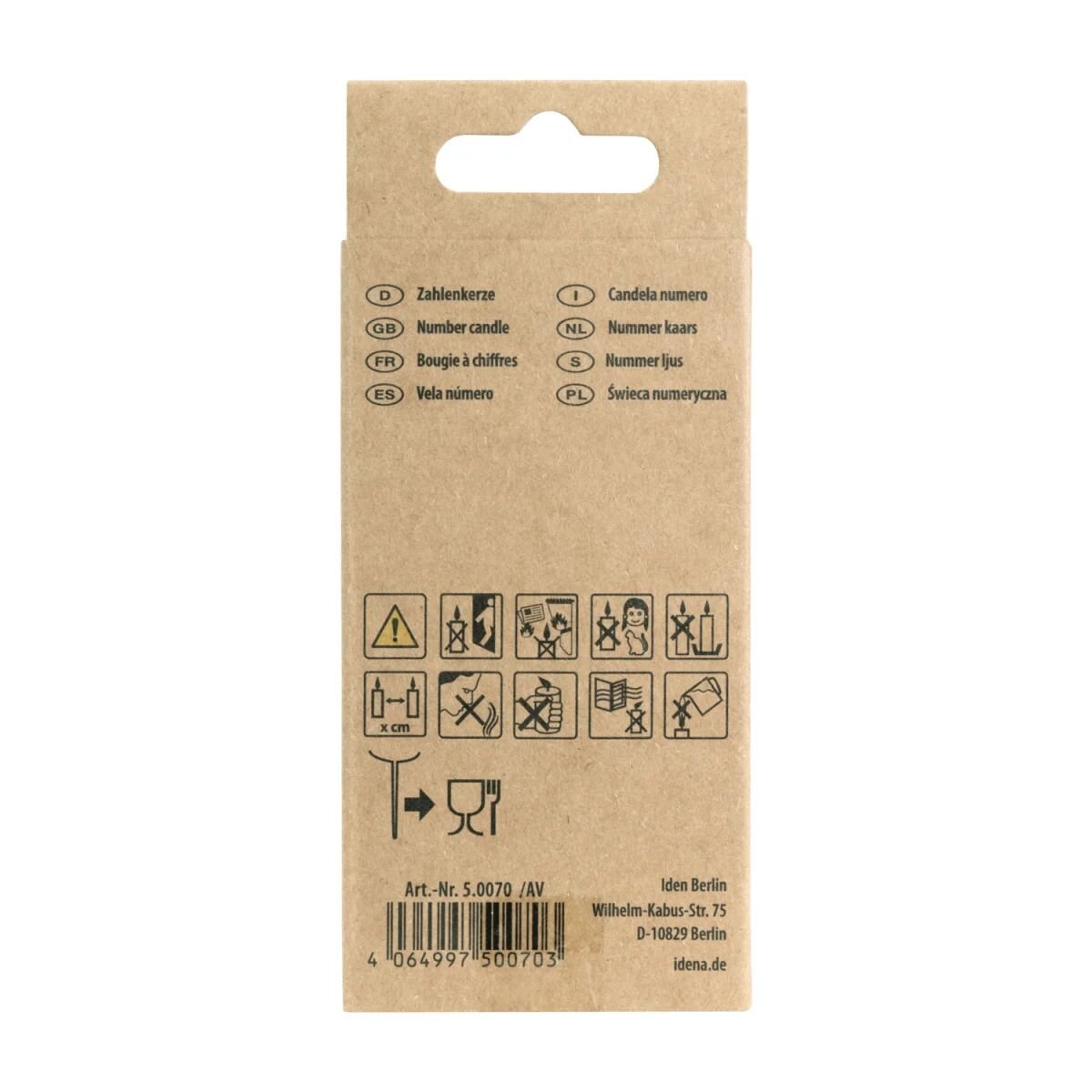 Idena Zahlenkerze - "4", Regenbogen metallic