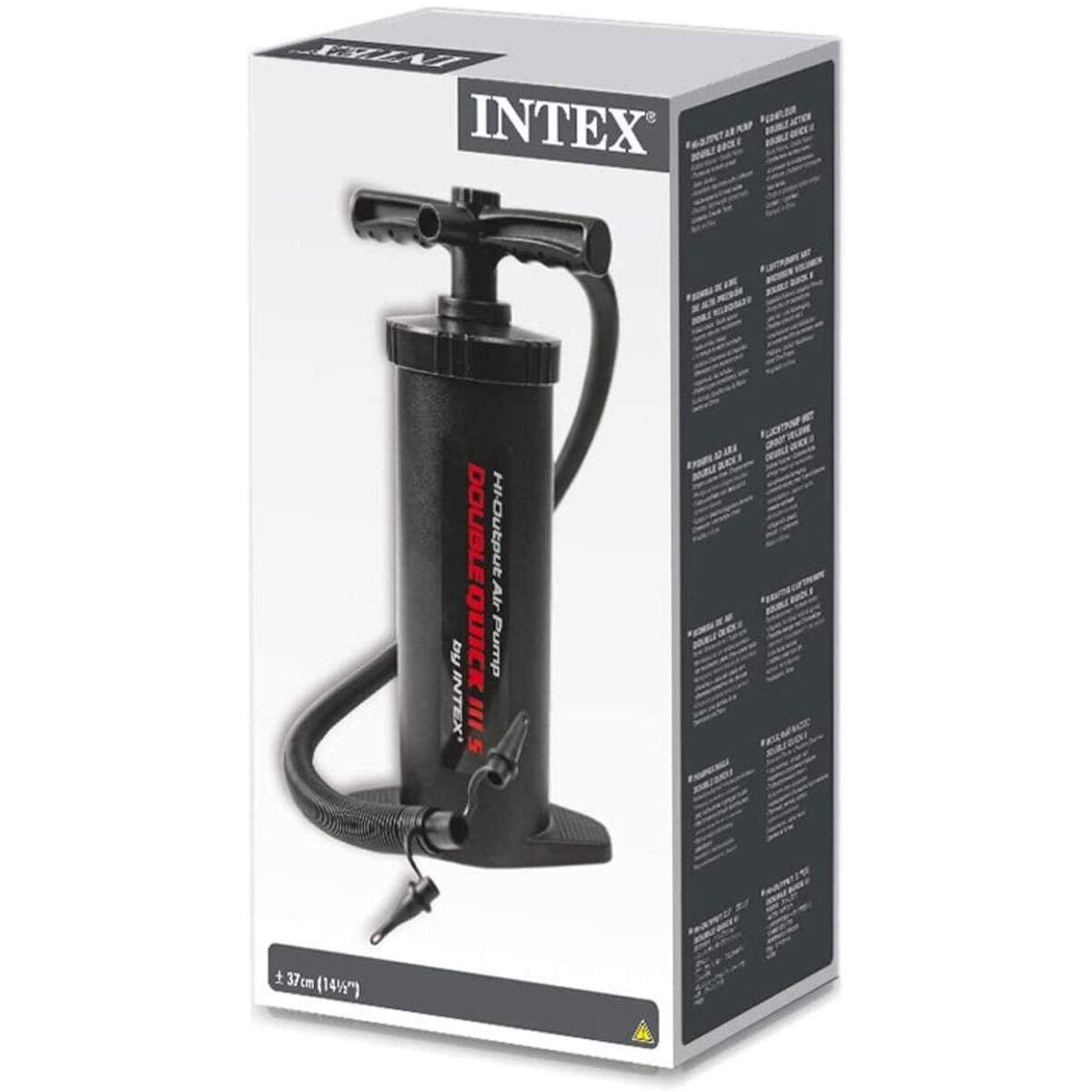 Intex Double Quick 3 S Hand Luftpumpe mit 3 Düsenaufsätzen, 37 cm
