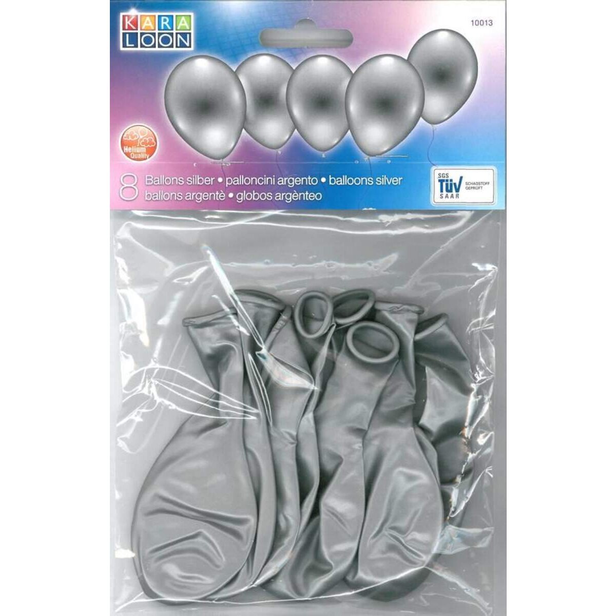 Karaloon Ballon silber 8 Stück Heliumqualität