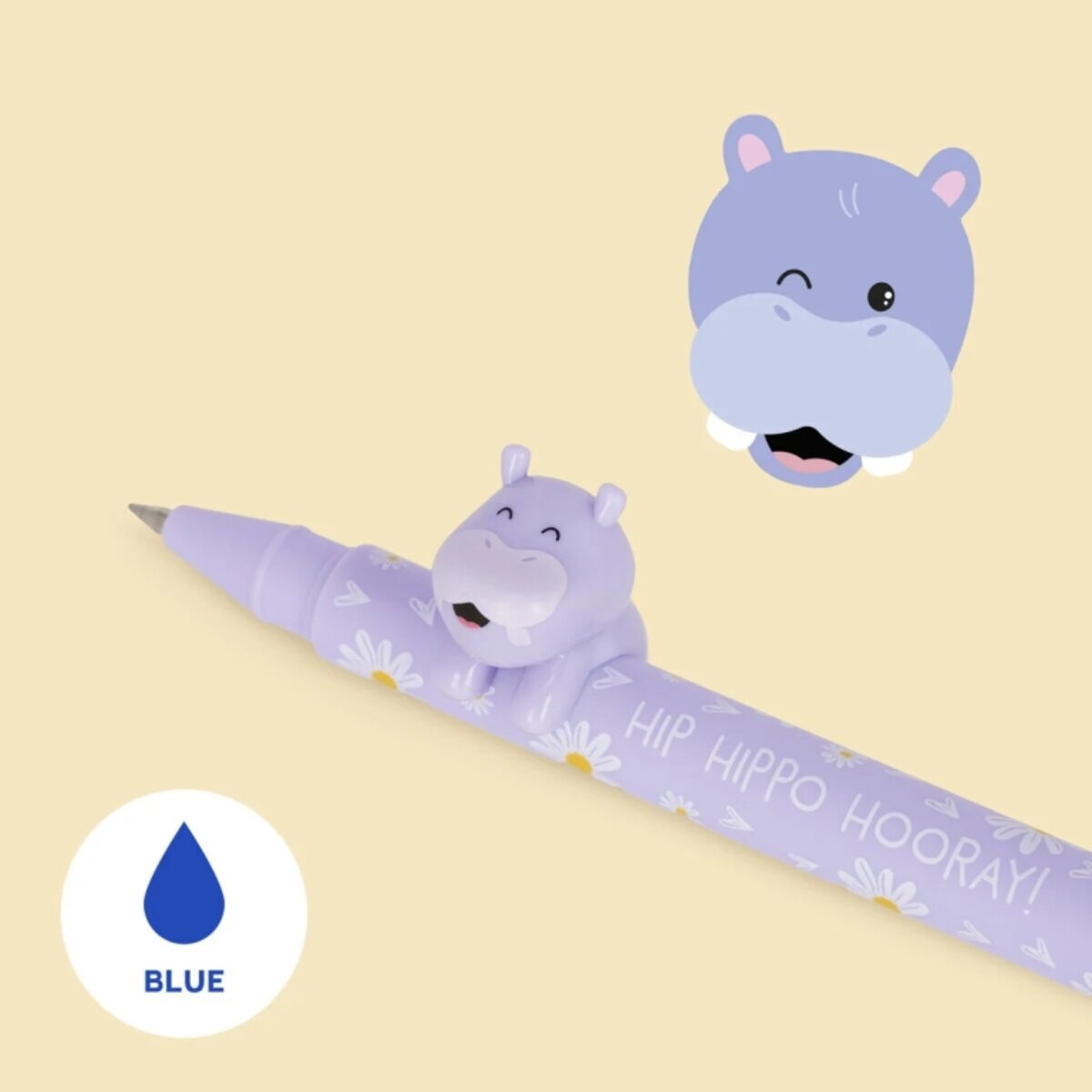 Legami Gelstift Lovely Friends Hippo-Figur Hip Hippo Hooray! Schreibfarbe blau