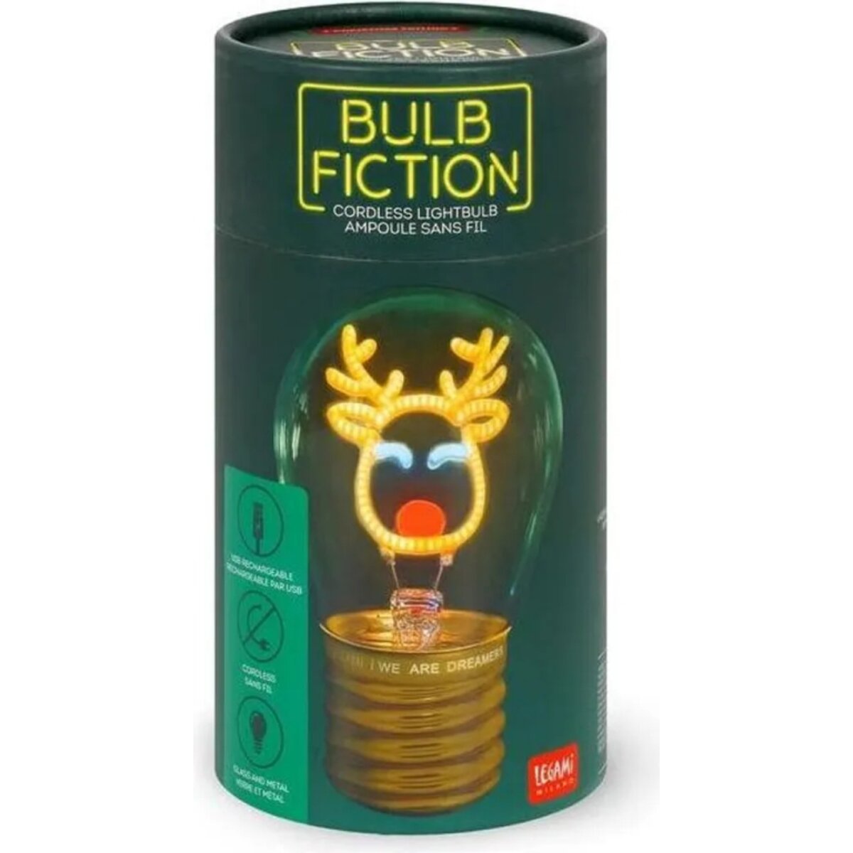 Legami Weihnachten Deko Tischlampe in Glühbirnenformen Rentier