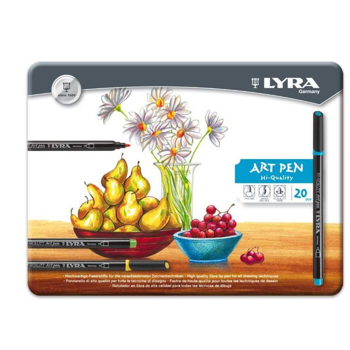 LYRA Hi-Quality Art Pen, 20 Stück Metalletui