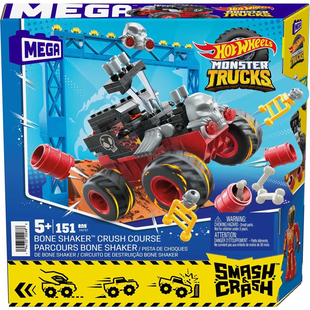Hot Wheels Mega Hot Wheels Monster Trucks Bone Shaker Crash Set