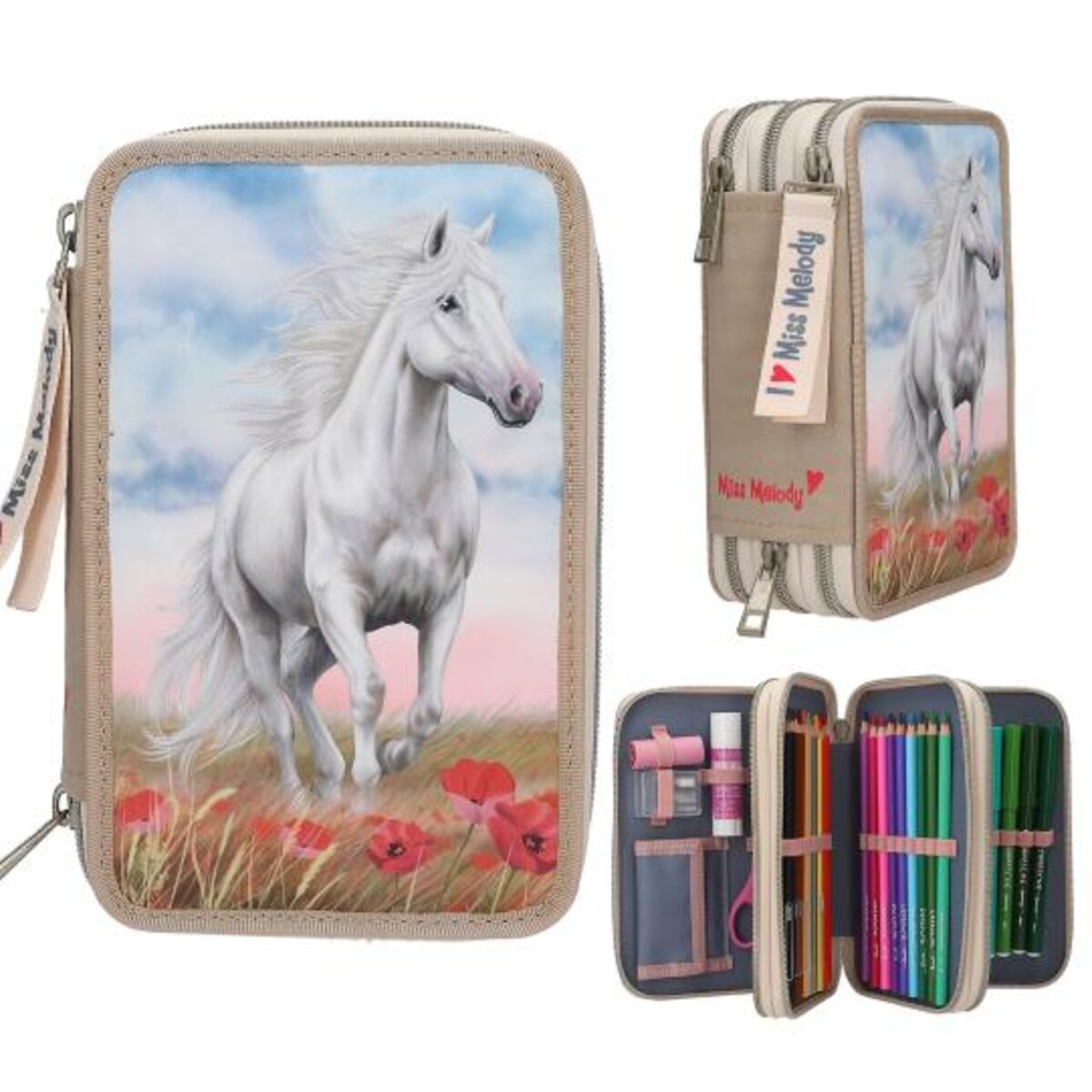 Depesche Miss Melody 3 Fach Federtasche POPPY SAND