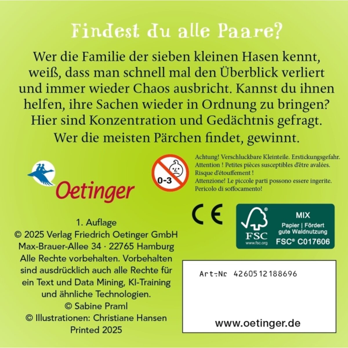 Oetinger Sieben kleine Hasen Memo-Spiel