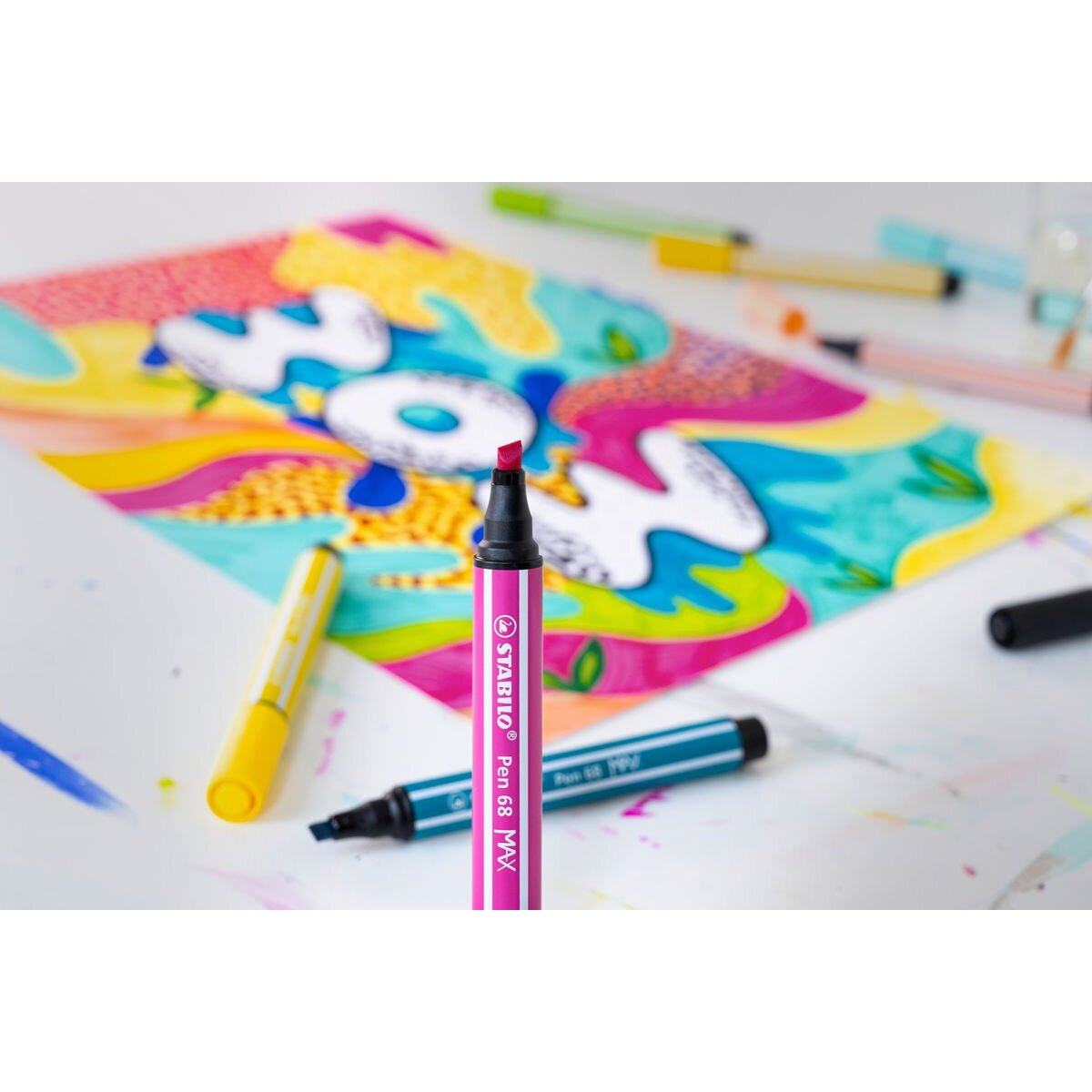 Premium-Filzstift mit dicker Keilspitze - STABILO Pen 68 MAX - Einzelstift - braun