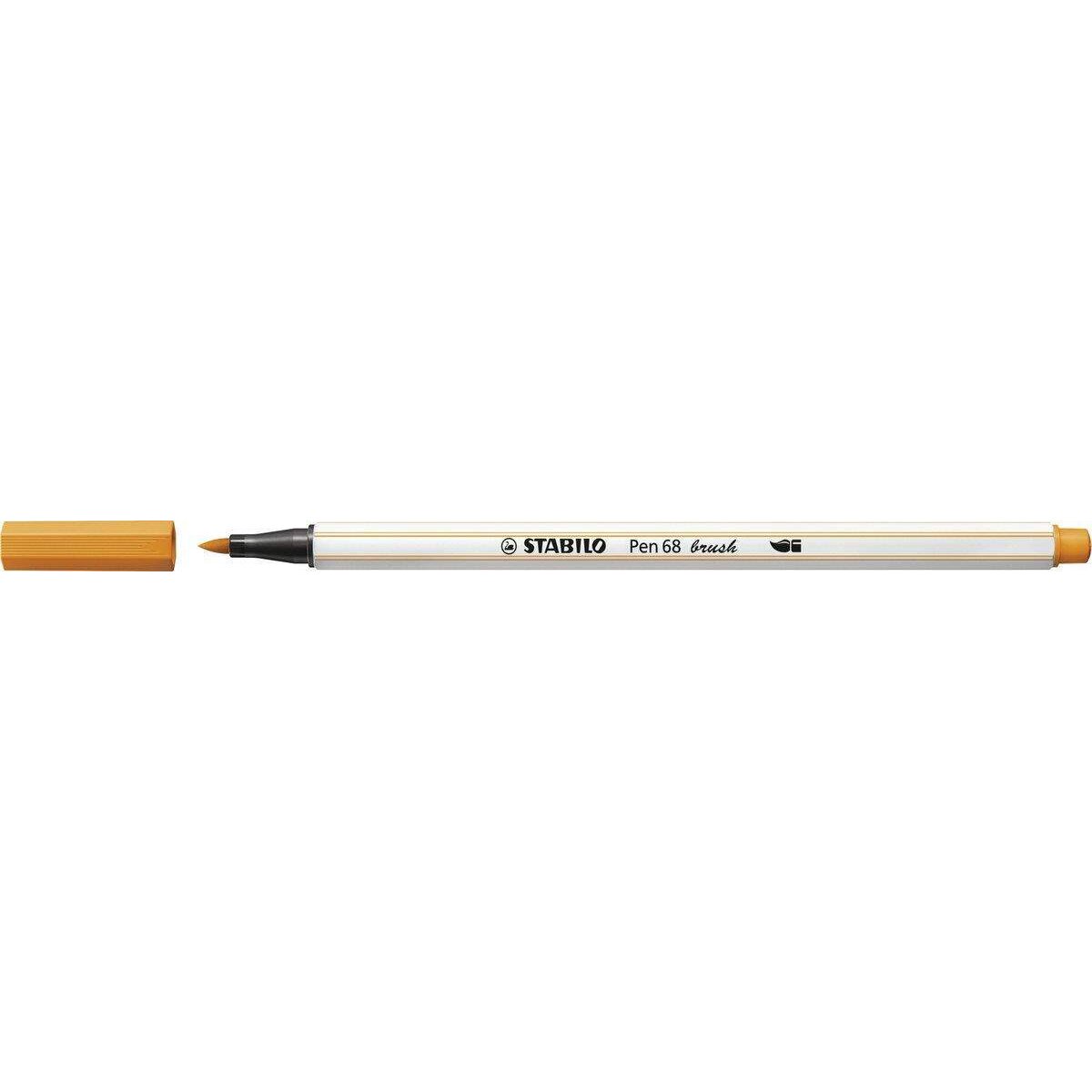 Premium-Filzstift mit Pinselspitze für variable Strichstärken - STABILO Pen 68 brush - Einzelstift - orange