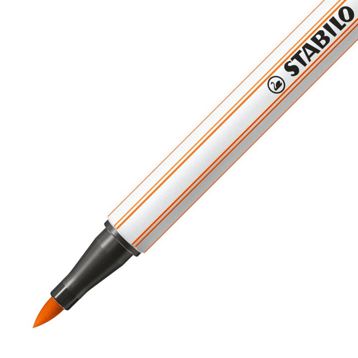 Premium-Filzstift mit Pinselspitze für variable Strichstärken - STABILO Pen 68 brush - Einzelstift - gelbrot