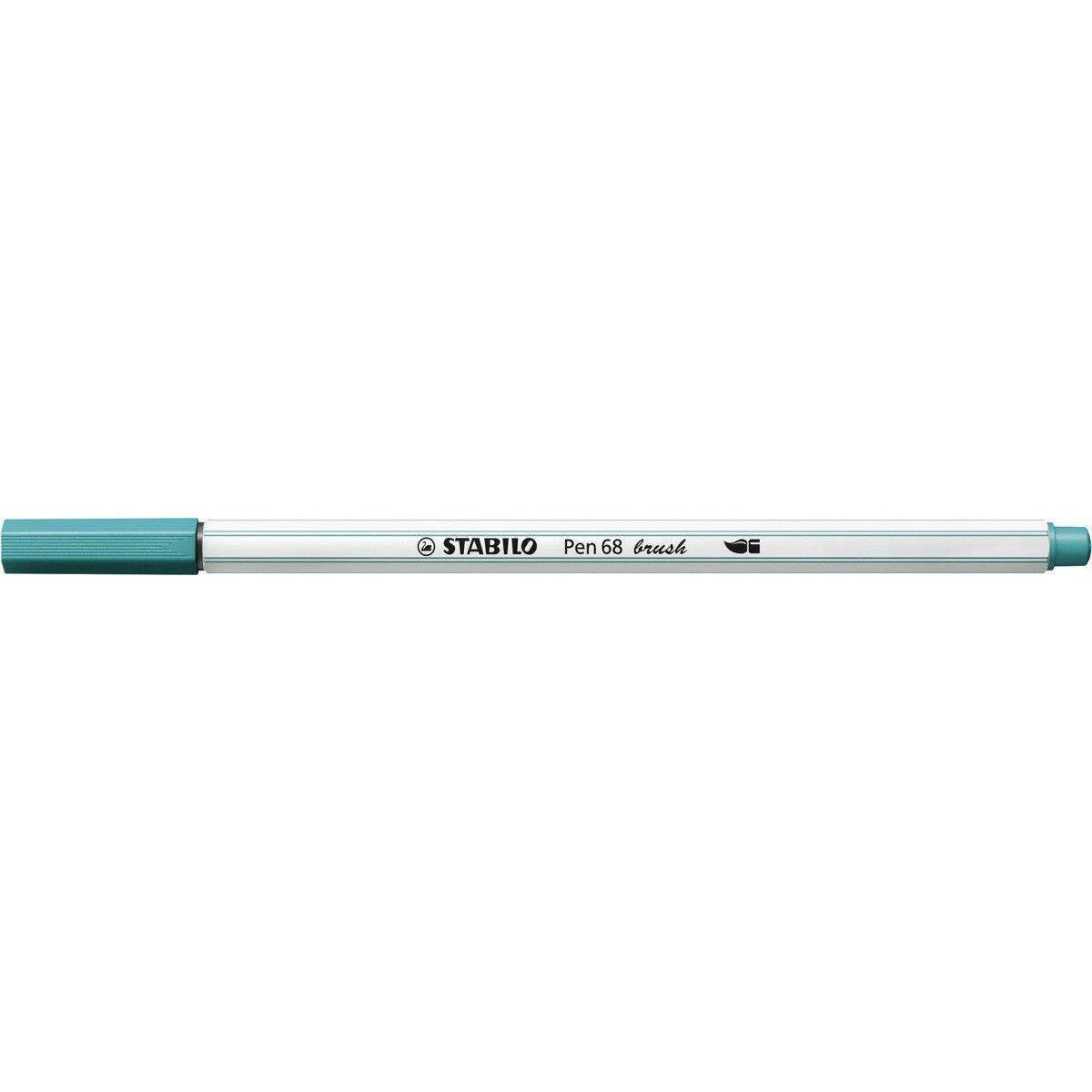 Premium-Filzstift mit Pinselspitze für variable Strichstärken - STABILO Pen 68 brush - Einzelstift - türkisblau